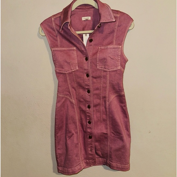 𝓝𝓮𝔀! Anthropologie Pilcro Seamed Button-Front Denim Mini Dress - Picture 5 of 7